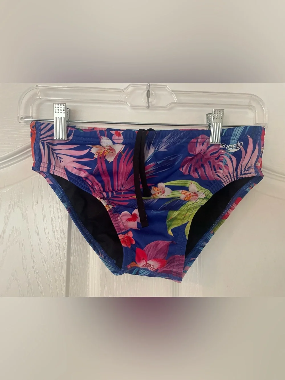 Speedo Blue Floral-Accent Swim Briefs Men’s 30 Eco Endurance size 30
